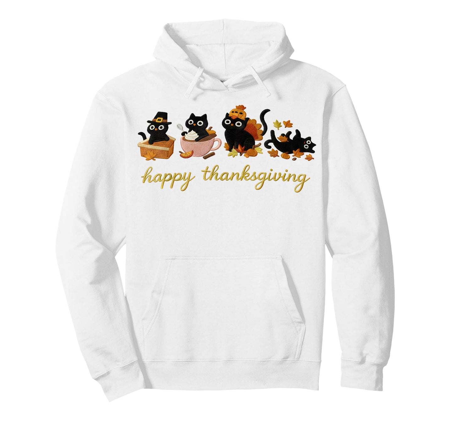 Cute Cat Turkey Happy Thanksgiving Fall Meowy Cat Lover T-Shirt