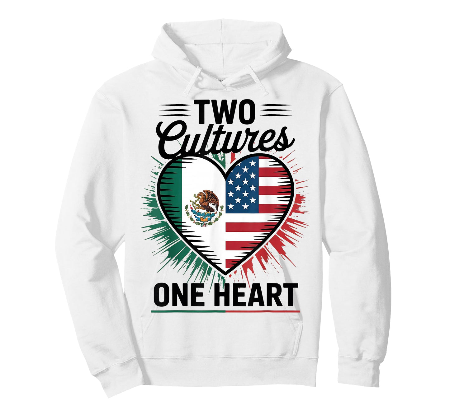 Two Cultures One Heart Mexican Flag American Flag USA Mexico T-Shirt