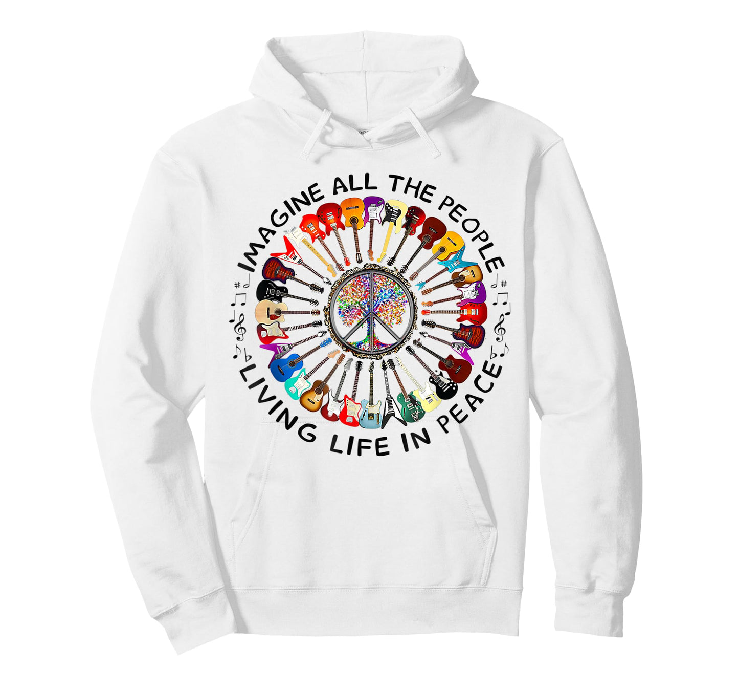 Imagine Music Peace and Music Guitar Circle Harmony T-Shirt