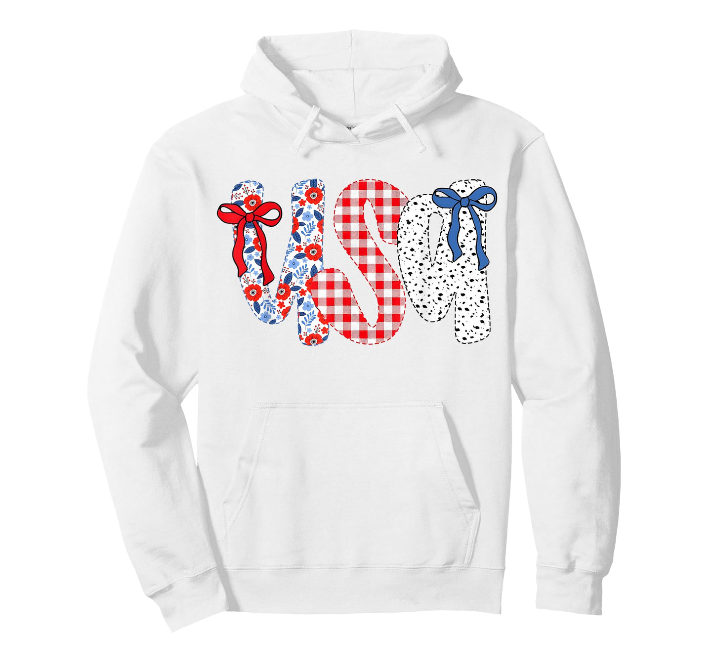 USA Flag 4th of July Coquette Bow Floral Patriotic Girl T-Shirt
