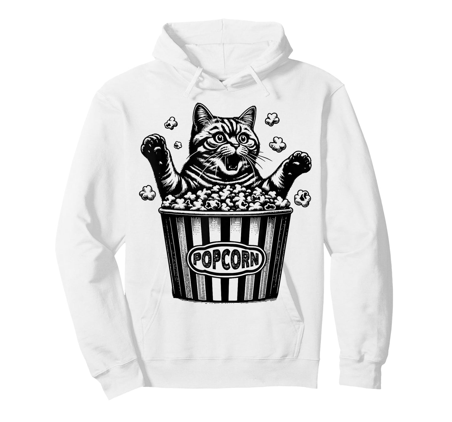 Funny Cat Popcorn Movie Theater Lover Film Buff Movie Night T-Shirt