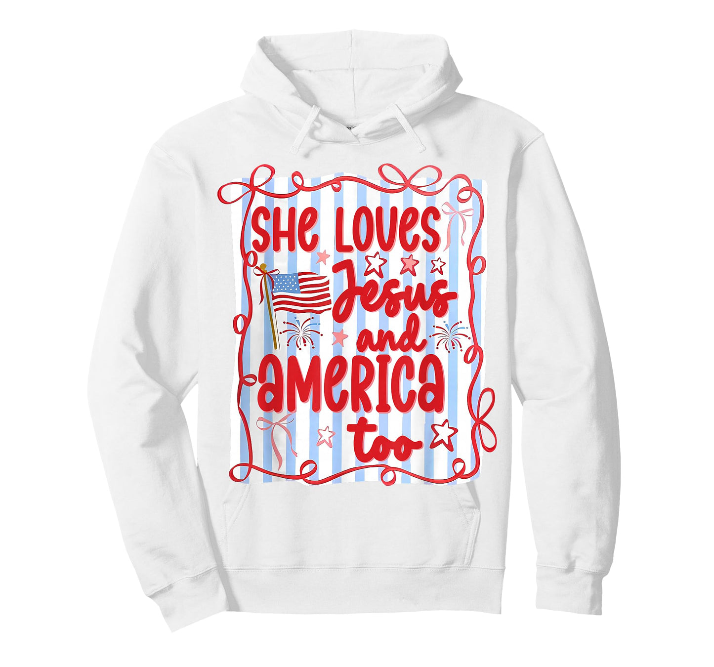 4th of July She Loves Jesus and America Too Christian Women T-Shirt