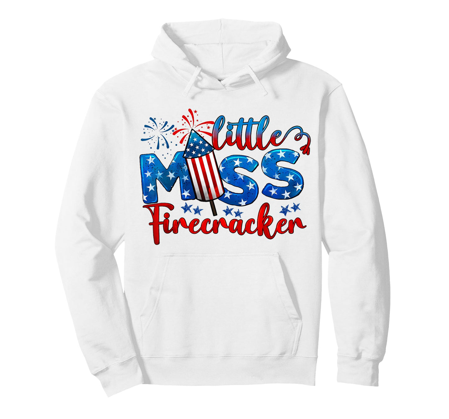 Little Miss Firecracker 4th of July American Flag Girls Kids T-Shirt