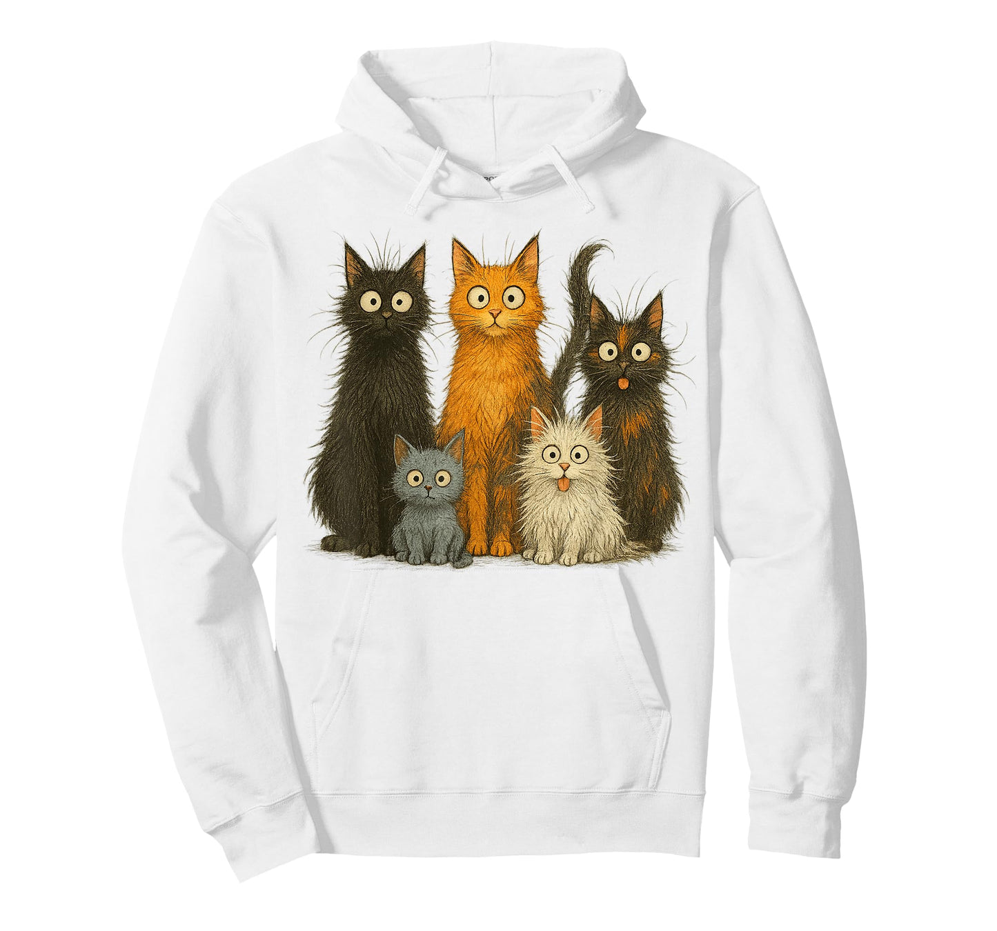 Funny Cartoon Cat Family Colorful Kitten Art Humor Design T-Shirt