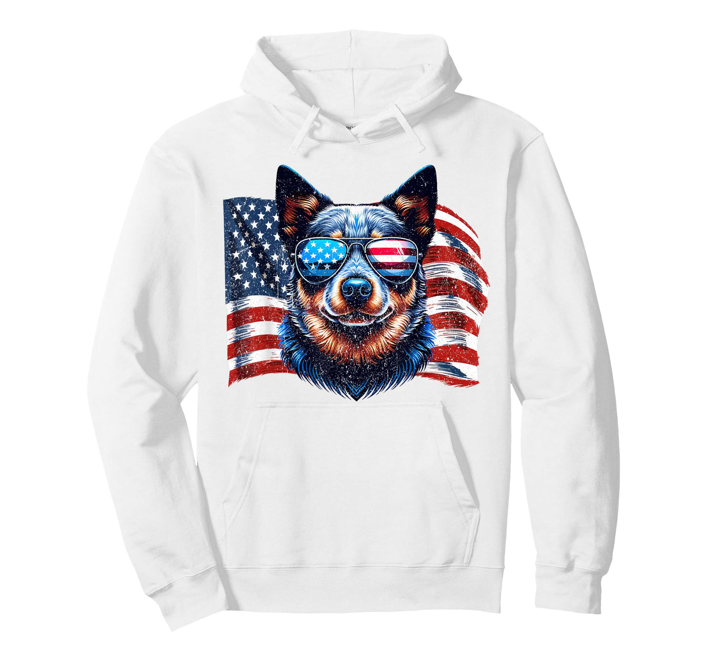 Vintage Australian Cattle Dog American Flag Sunglasses Pets T-Shirt