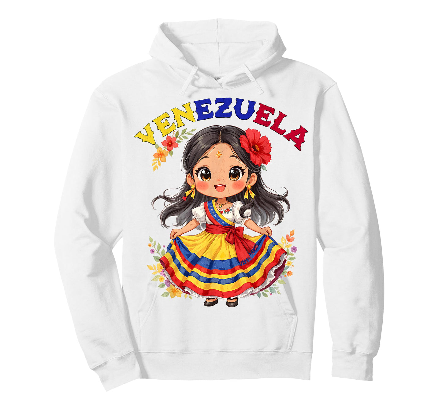 Cute Venezuela Girl Traditional Dress Colorful Art Kids T-Shirt