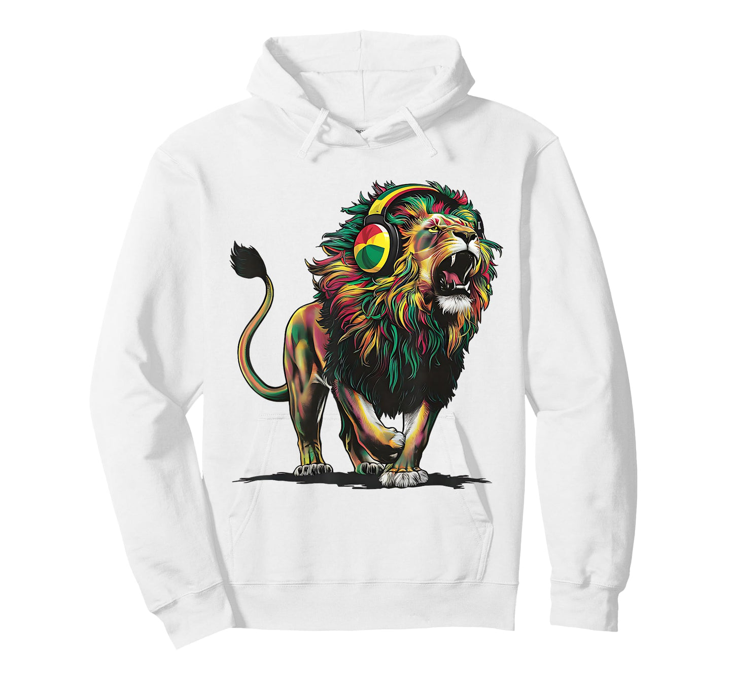 Reggae Lion Jamaican Pride With Rasta & Headphones T-Shirt