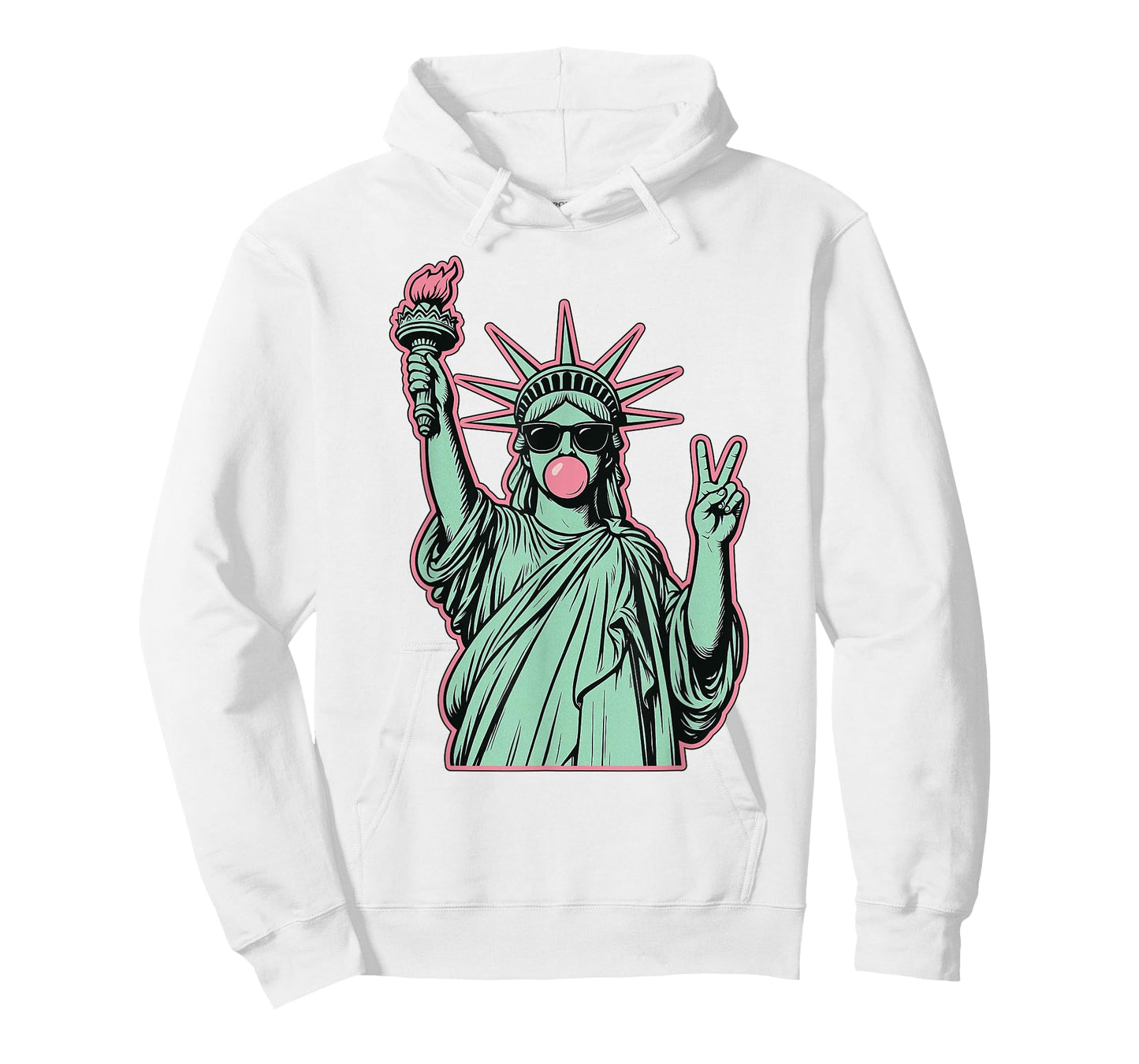 Funny 4th Of July Statue Of Liberty Blowing Bubble Gum Girl T-Shirt