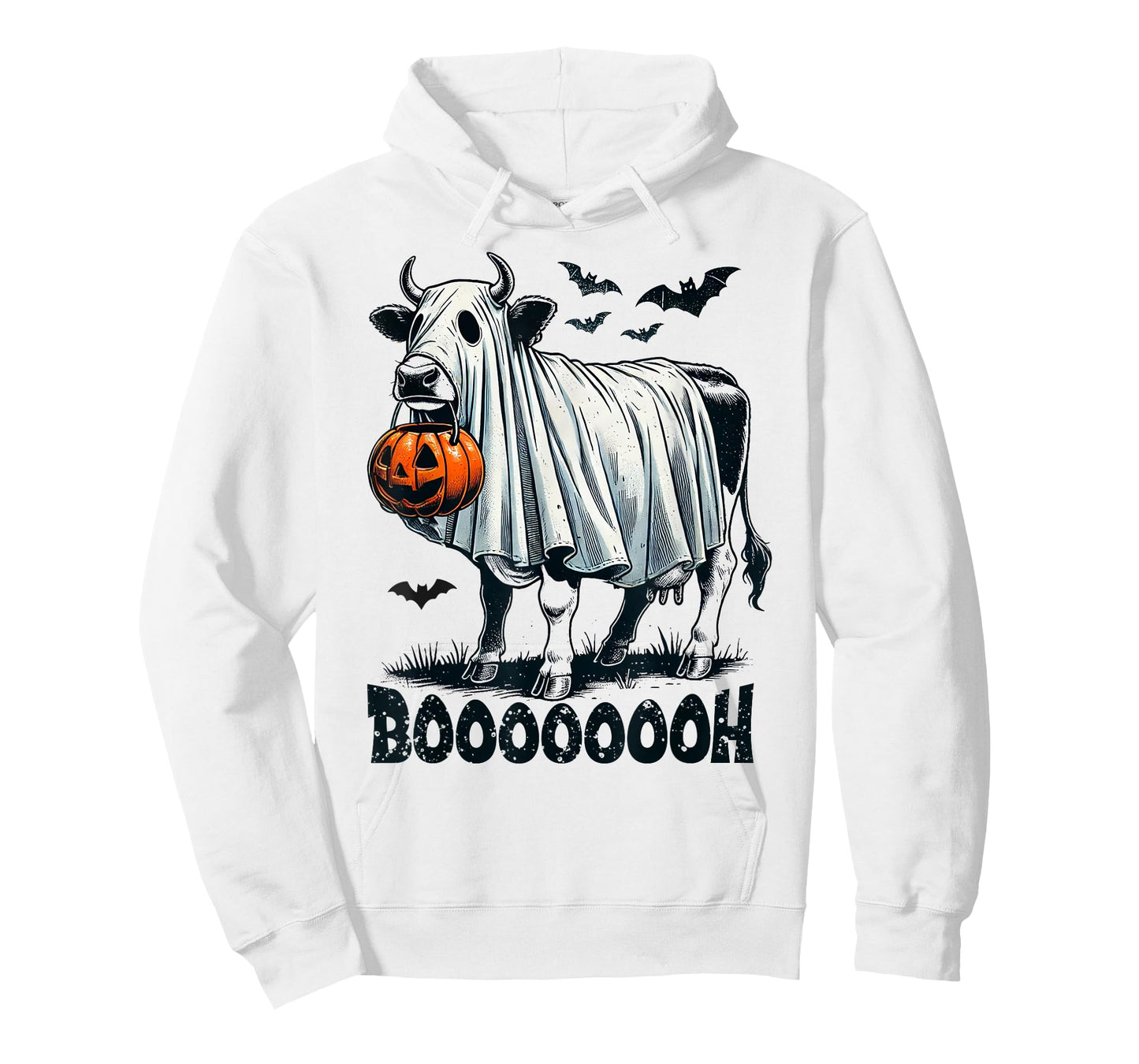 Cow Ghost Halloween Cattle Trick Or Treat Jack O Lantern Boh T-Shirt