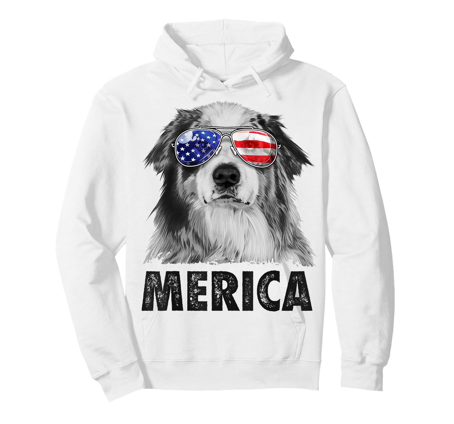 Aussie Australian Shepherd 4th of July Merica American Flag T-Shirt