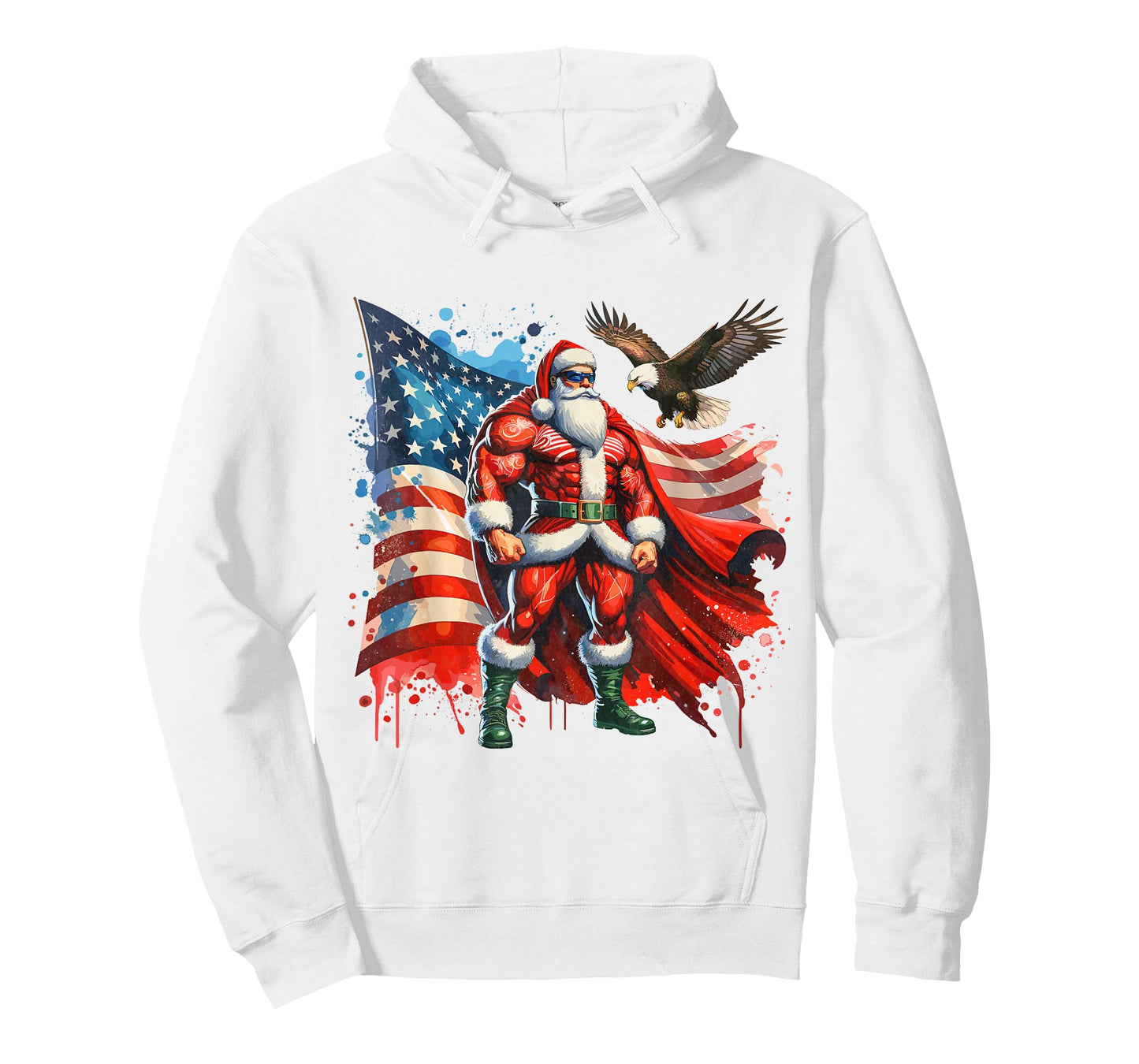 Funny Santa Claus Vintage Patriotic American flag T-Shirt