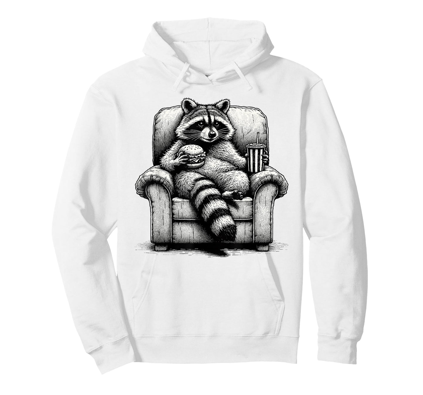 Raccoon In Armchair Eating Burger Raccoon T-Shirt