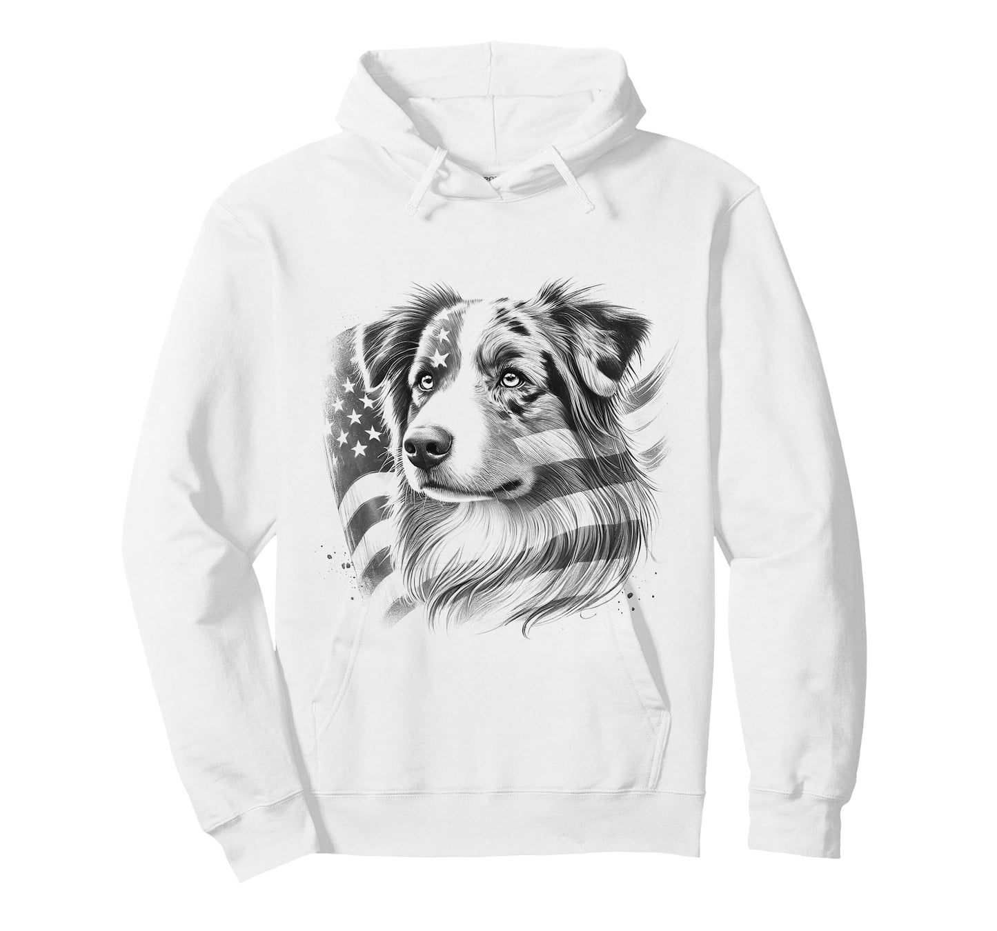 Australian Shepherd Dog American Flag Aussie Design T-Shirt