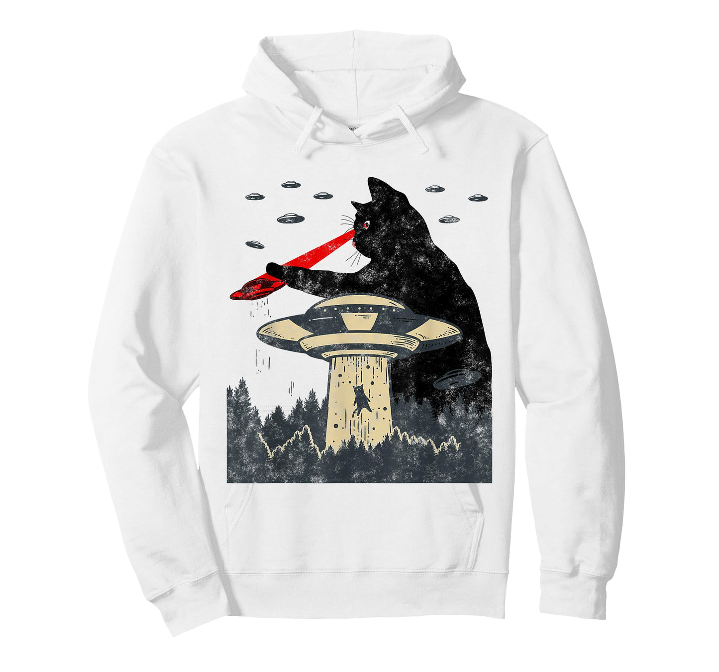 Alien UFO Abduction Laser Eye Funny Cat T-Shirt