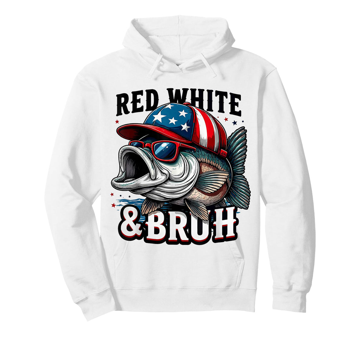 Red White Bruh Funny Fishing 4th of July T-Shirt