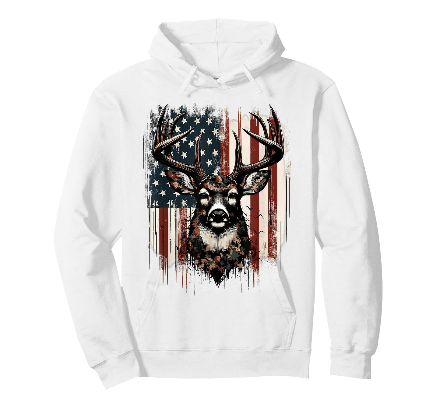 Deer Hunting American Flag Whitetail Buck Antlers T-Shirt