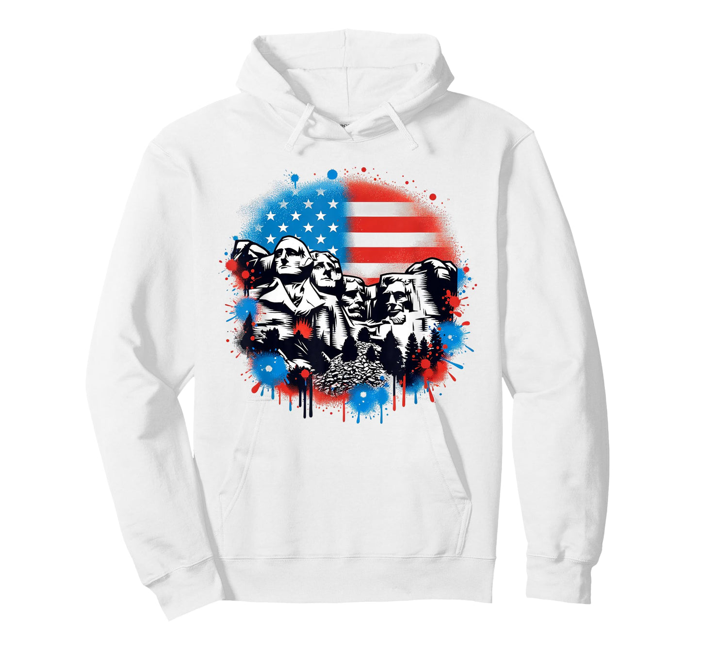 Mount Rushmore Paint Splatter American Flag USA Pride T-Shirt