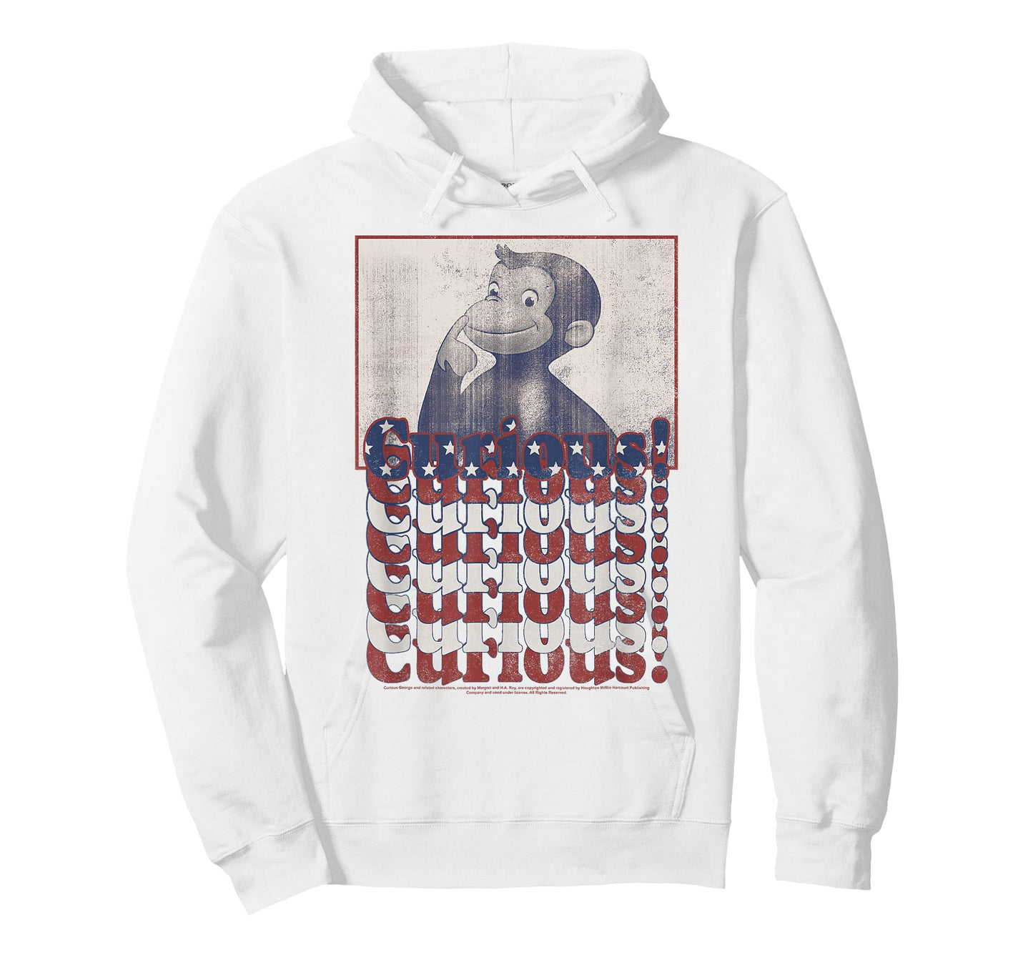 Curious George 4th Of July American Flag Text Stack T-Shirt