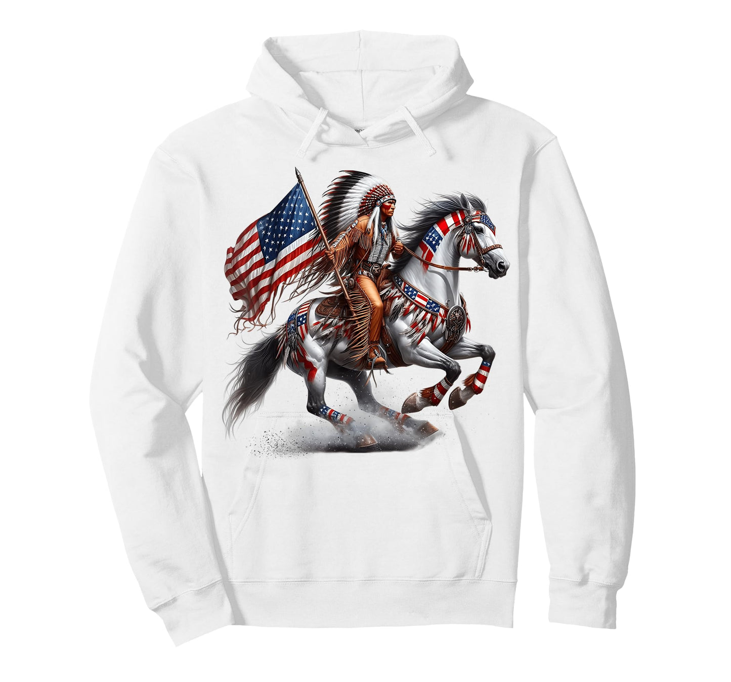 Native American Flag 4th of July Horse Indian Burial Ground T-Shirt