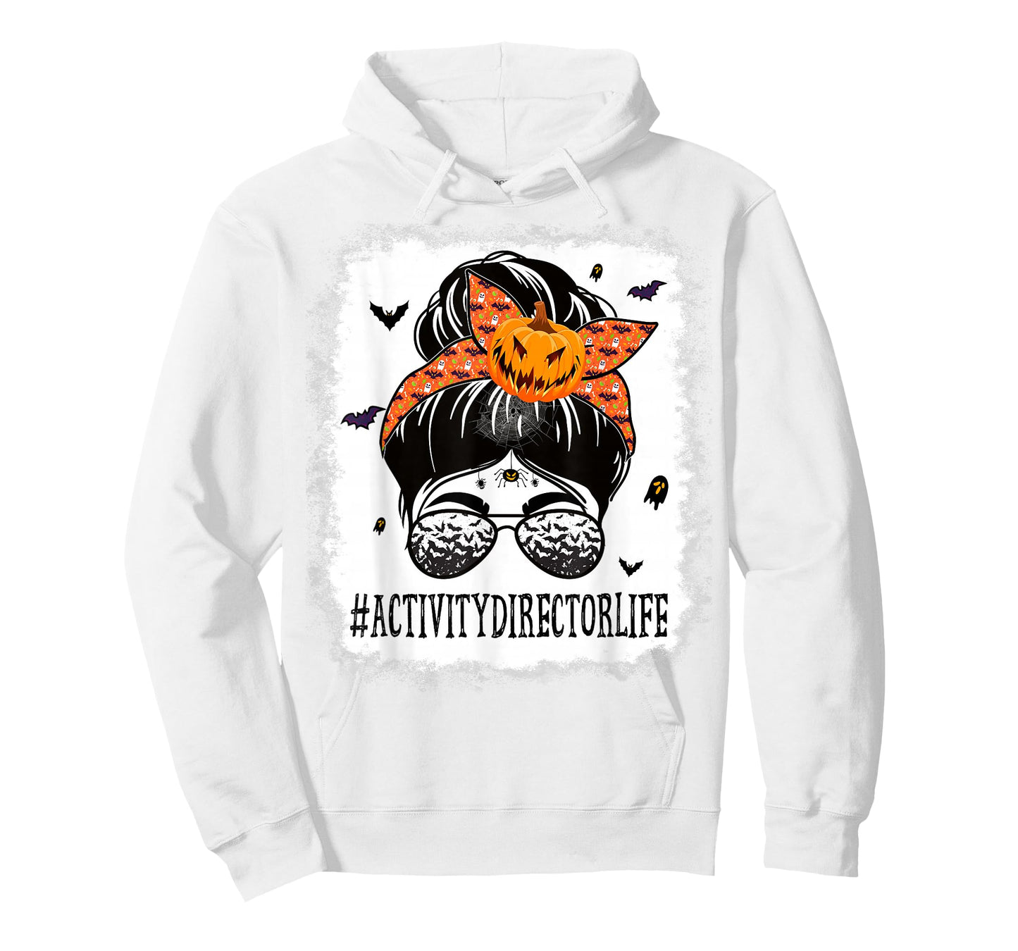 Activity Director Messy Bun Spooky Pumpkin Halloween Costume T-Shirt