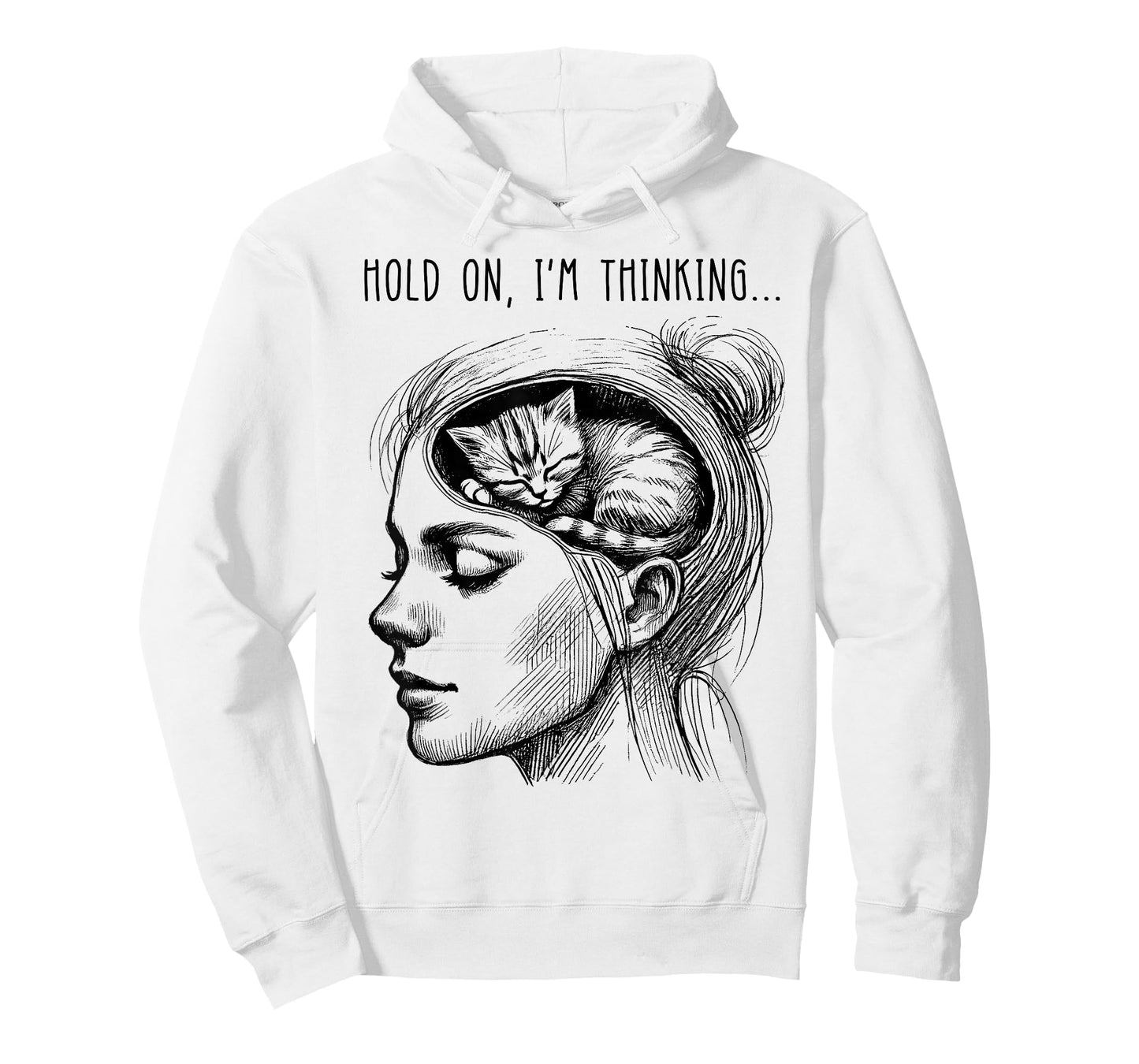 Funny Cat Brain Girl Women Meme Graphic T-Shirt