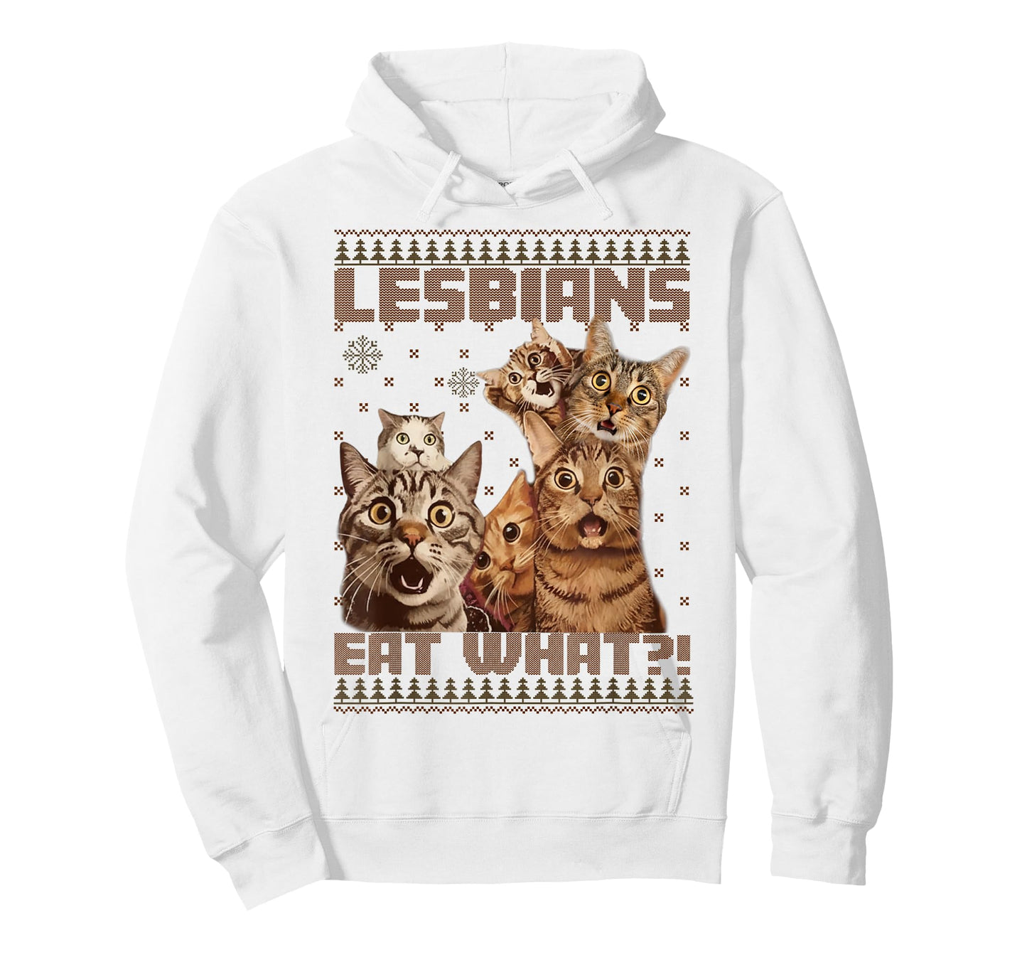 Funny Lesbians Eat What Cat Meme Ugly Christmas Sweaters T-Shirt