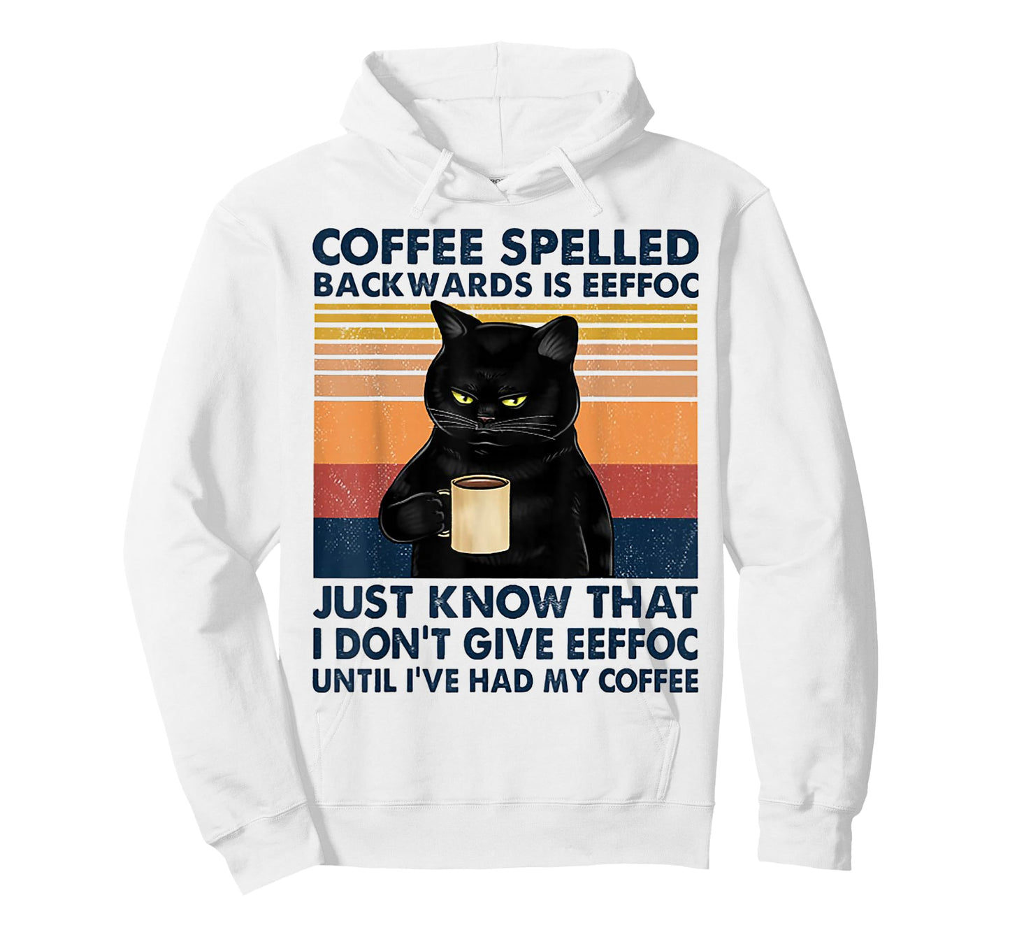 Coffee Spelled Backwards Is Eeffoc Cat Drinking Vintage T-Shirt