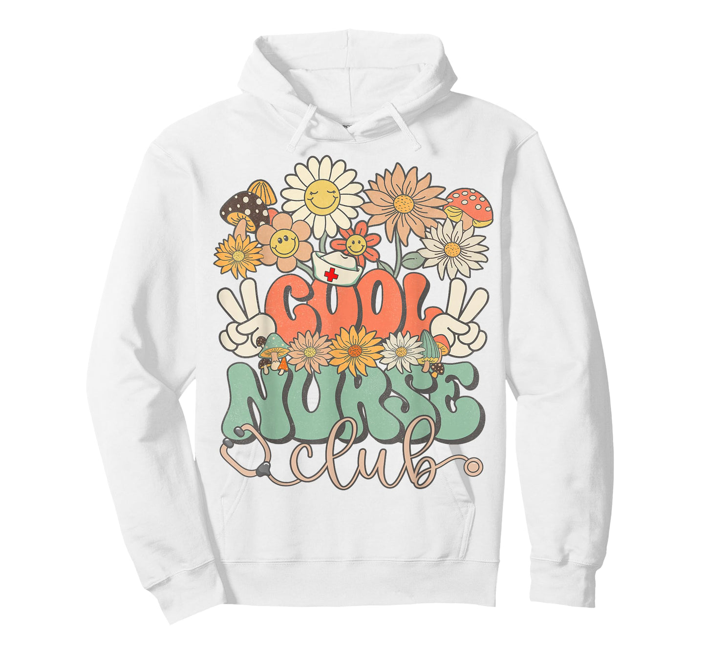 Cool Nurse Club Floral Hippie Groovy Retro Daisy Funny Nurse T-Shirt