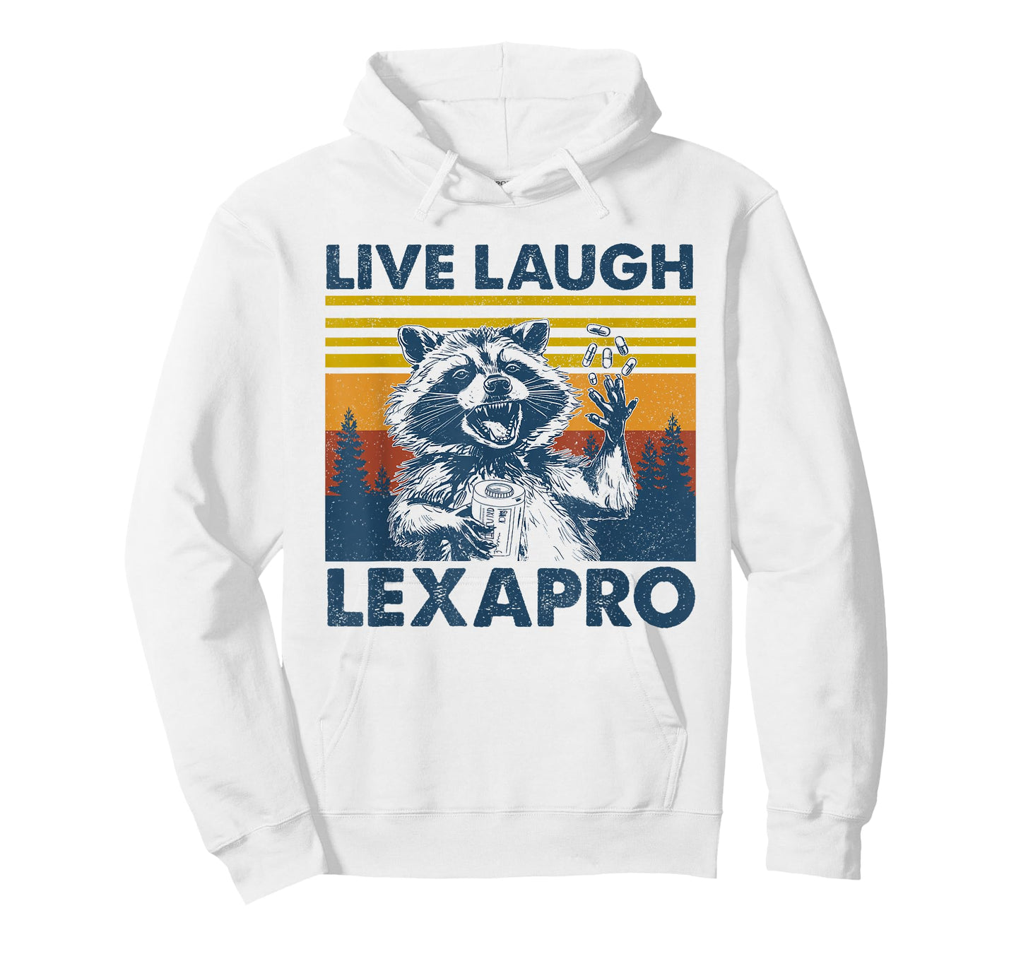 Retro Raccoon Sarcastic Live Laugh Lexapro Funny Men Women T-Shirt