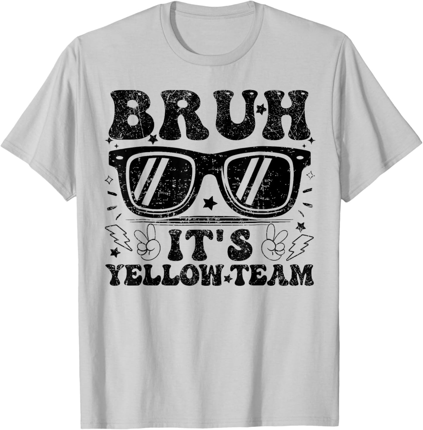 Field Day Bruh It's Yellow Team Teacher Boys Girl Peace Hand T-Shirt - T-Shirt | Ash