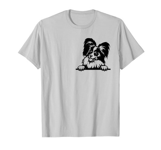 Funny Papillion Dog Inside Pocket Lovers Dog Gift Men Women T-Shirt