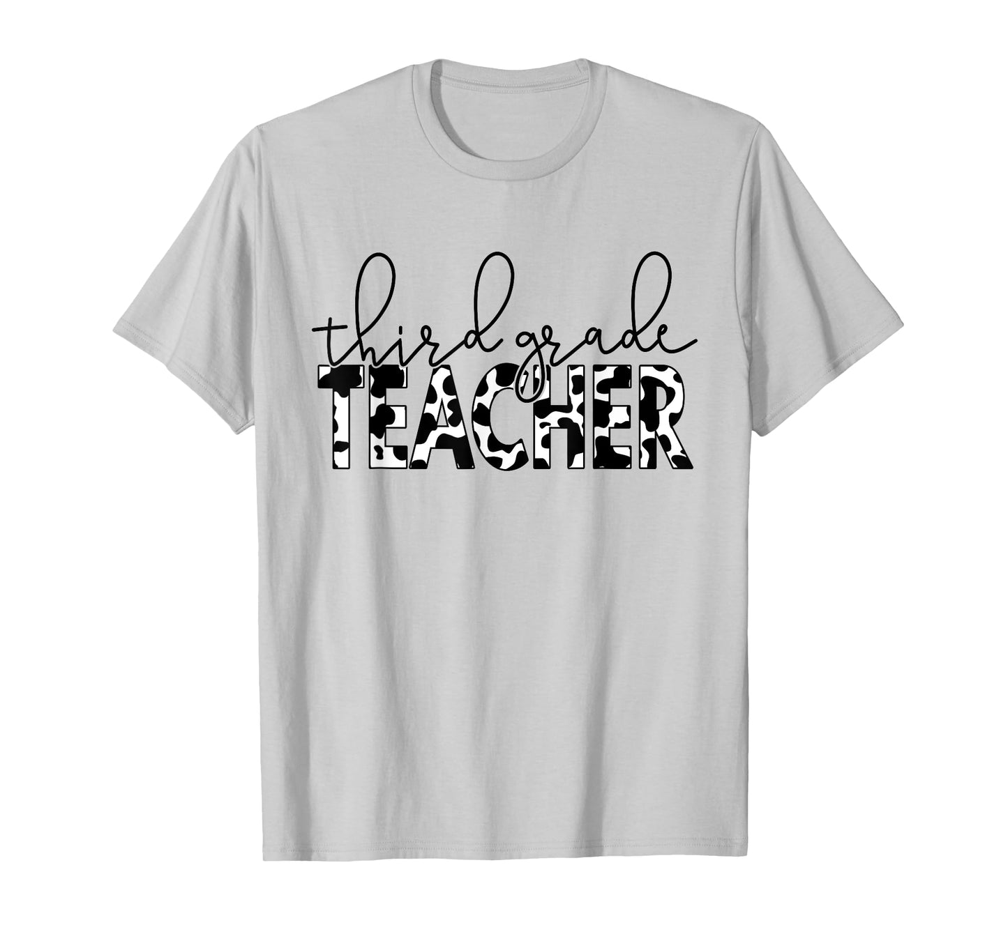 Cow Print 3rd Grade Elementary School Third Grade Teachers T-Shirt