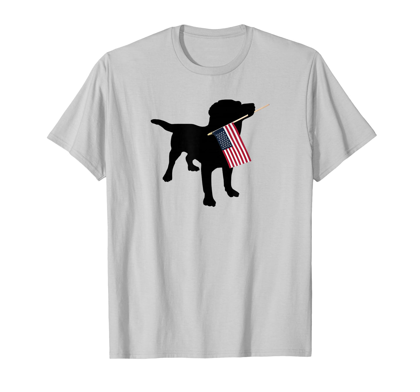 Black Lab Dog Holding July 4th Patriotic USA Flag T-Shirt T-Shirt