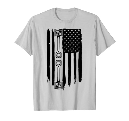 Piston American Flag Car Automotive Car Enthusiast LS RS 5.0 Women Men T-Shirt
