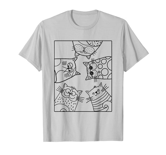 Coloring Shirt for Kids. Funny Cats DIY Tshirt to Paint on T-Shirt
