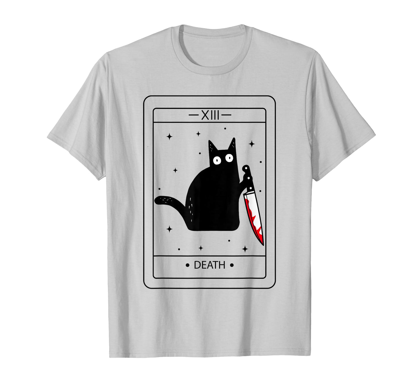 Black Cat Death Tarot Cat Lover Funny Halloween Womens Mens T-Shirt
