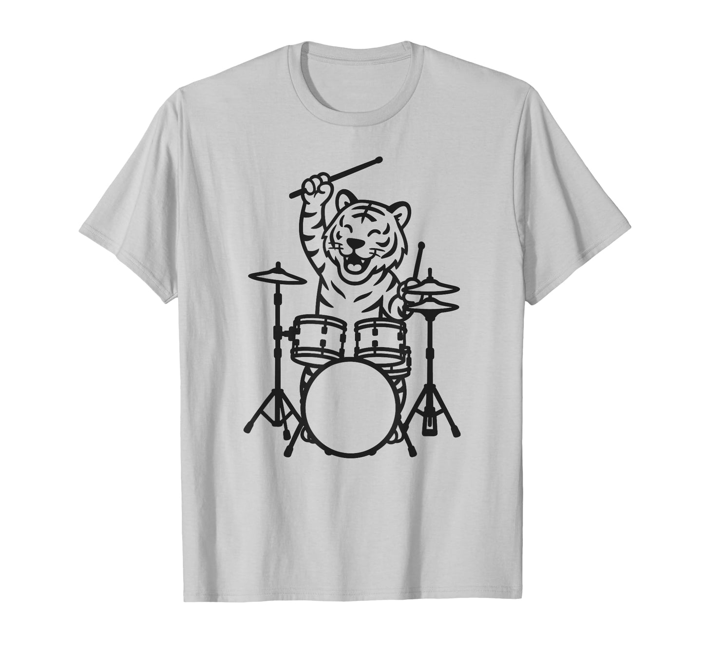 Funny Tiger Drummer Drumming Drums Music Lover Boys Girls T-Shirt