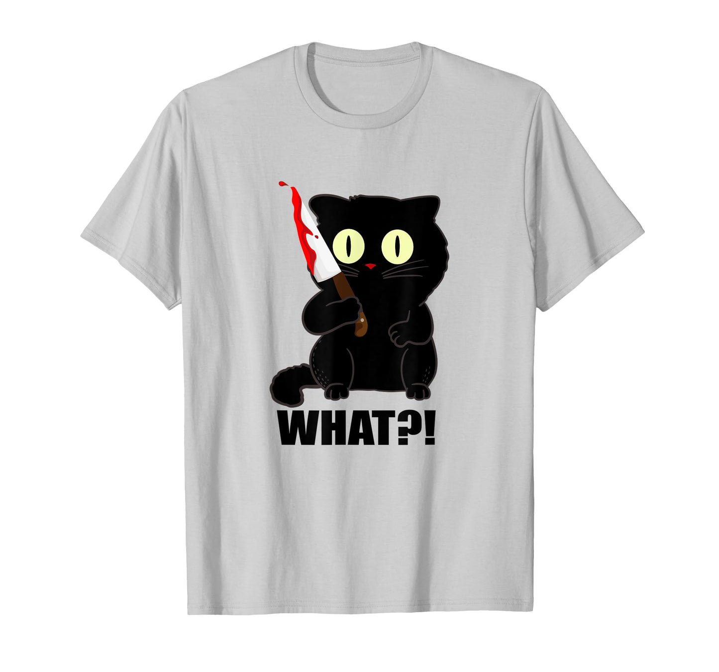 cat what funny scary black cat halloween with bloody knife Men Women T-Shirt