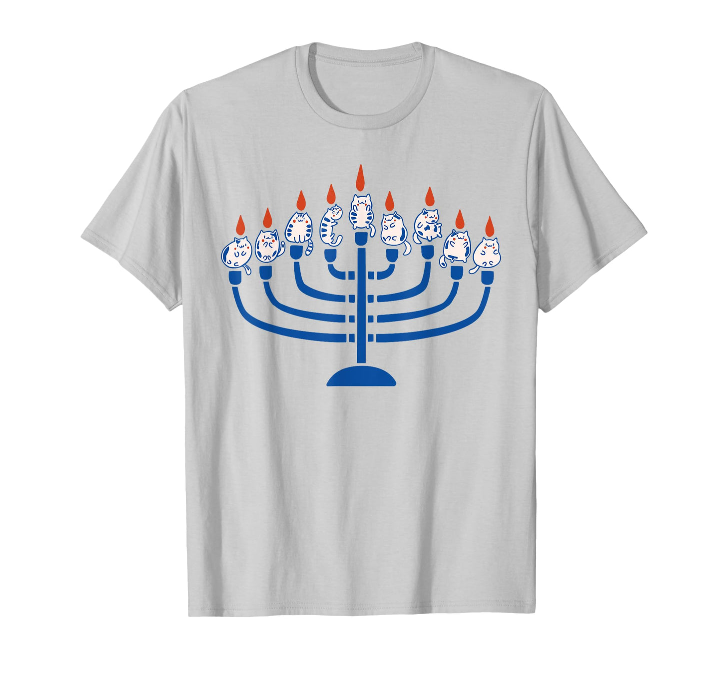 Hanukkah Menorah Cat Happy Hanukcat Funny Jewish Chanukah T-Shirt