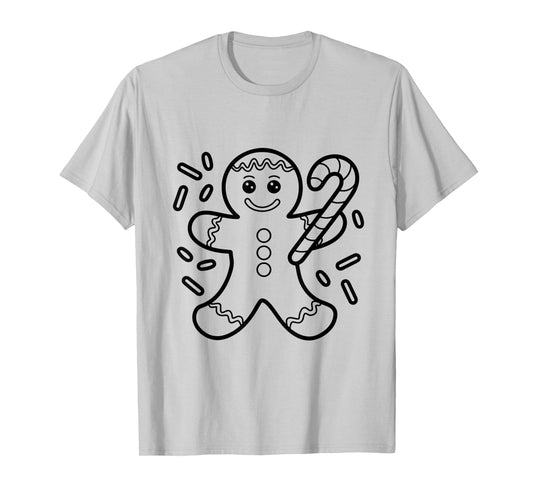 Christmas Gingerbread Man Color Your Own Craft for Kids T-Shirt