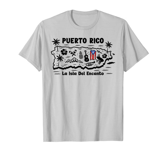 Puerto Rico La Isla del Encanto Puerto Rican Flag Retro T-Shirt