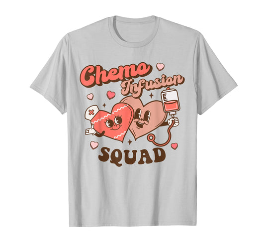 Chemo Infusion Nurse Groovy Valentine's Day Oncology Squad T-Shirt