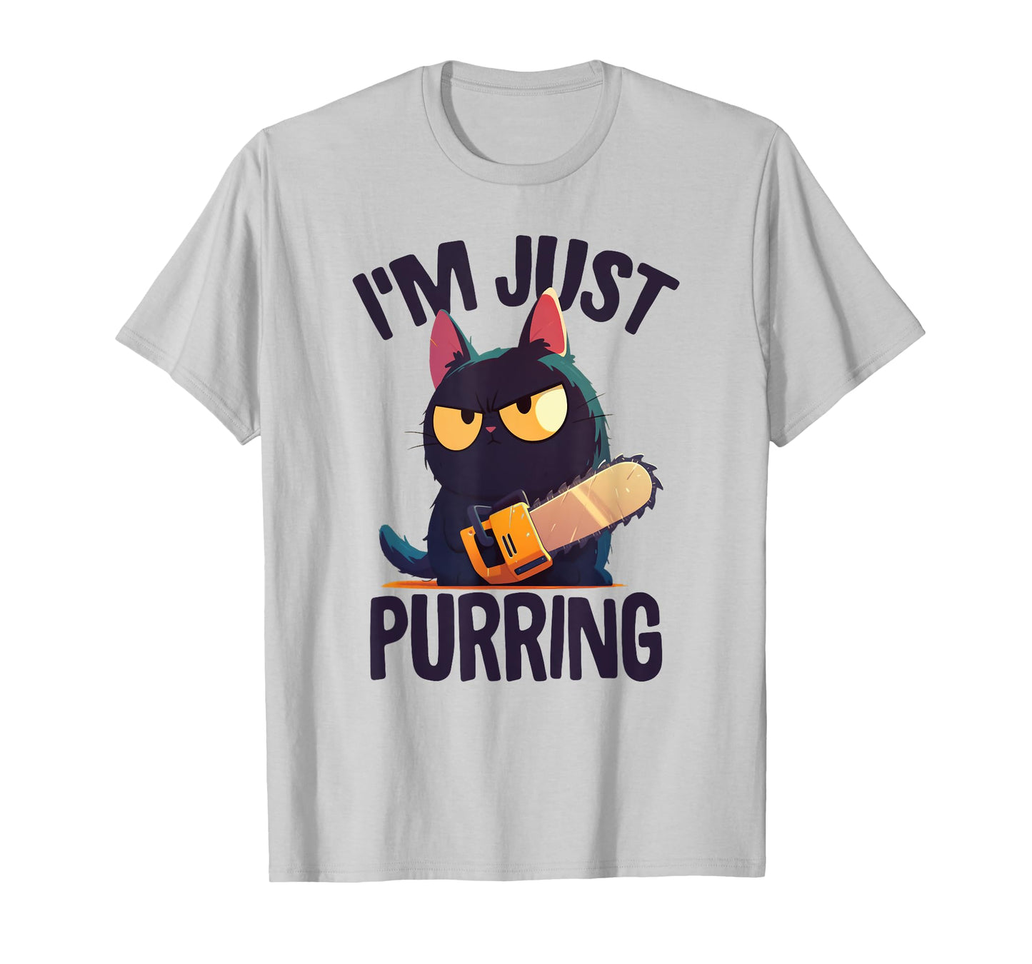 Funny Halloween Cat With Chainsaw, Murderous Black Cat T-Shirt
