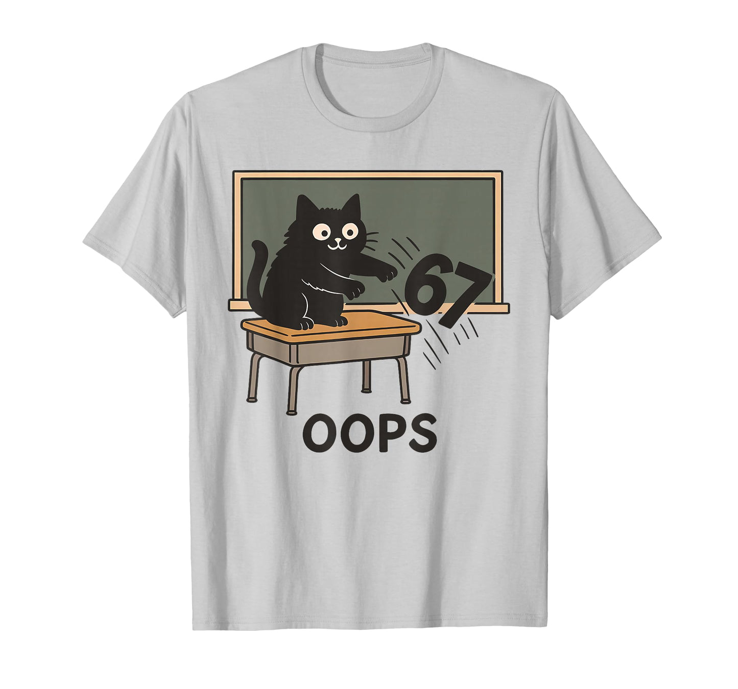 Oops Funny Anti 67 Teacher Six Seven Cute Cat Teacher T-Shirt