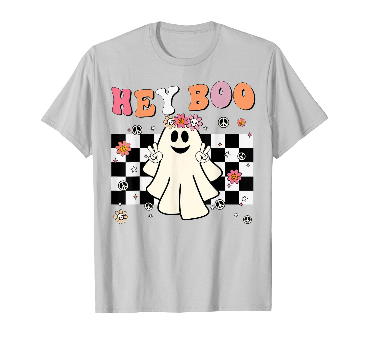 Cute Hey Boo Ghost Women Girl Toddler Funny Halloween Groovy T-Shirt