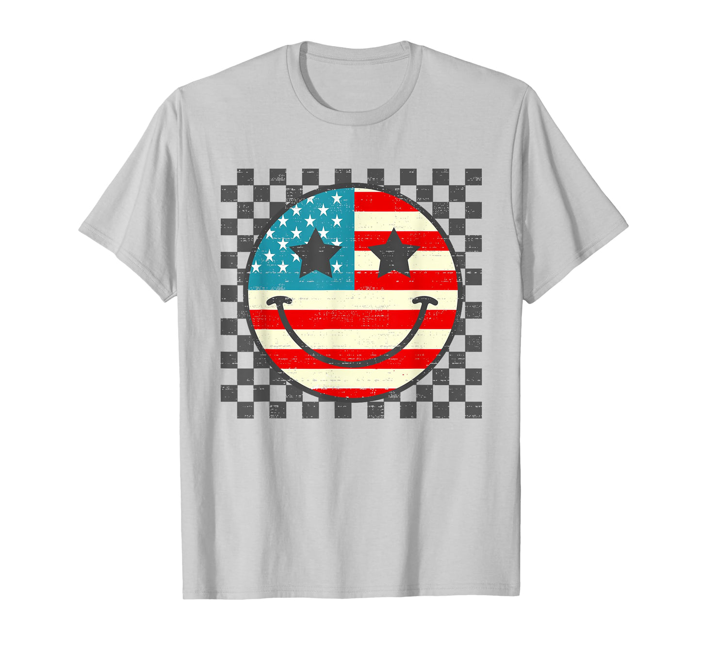 Smile Face American Flag USA Funny 4th Of July Fourth T-Shirt