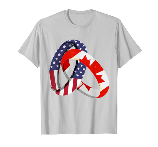 Canadian American Ring Heritage Month Patriot Flags T-Shirt