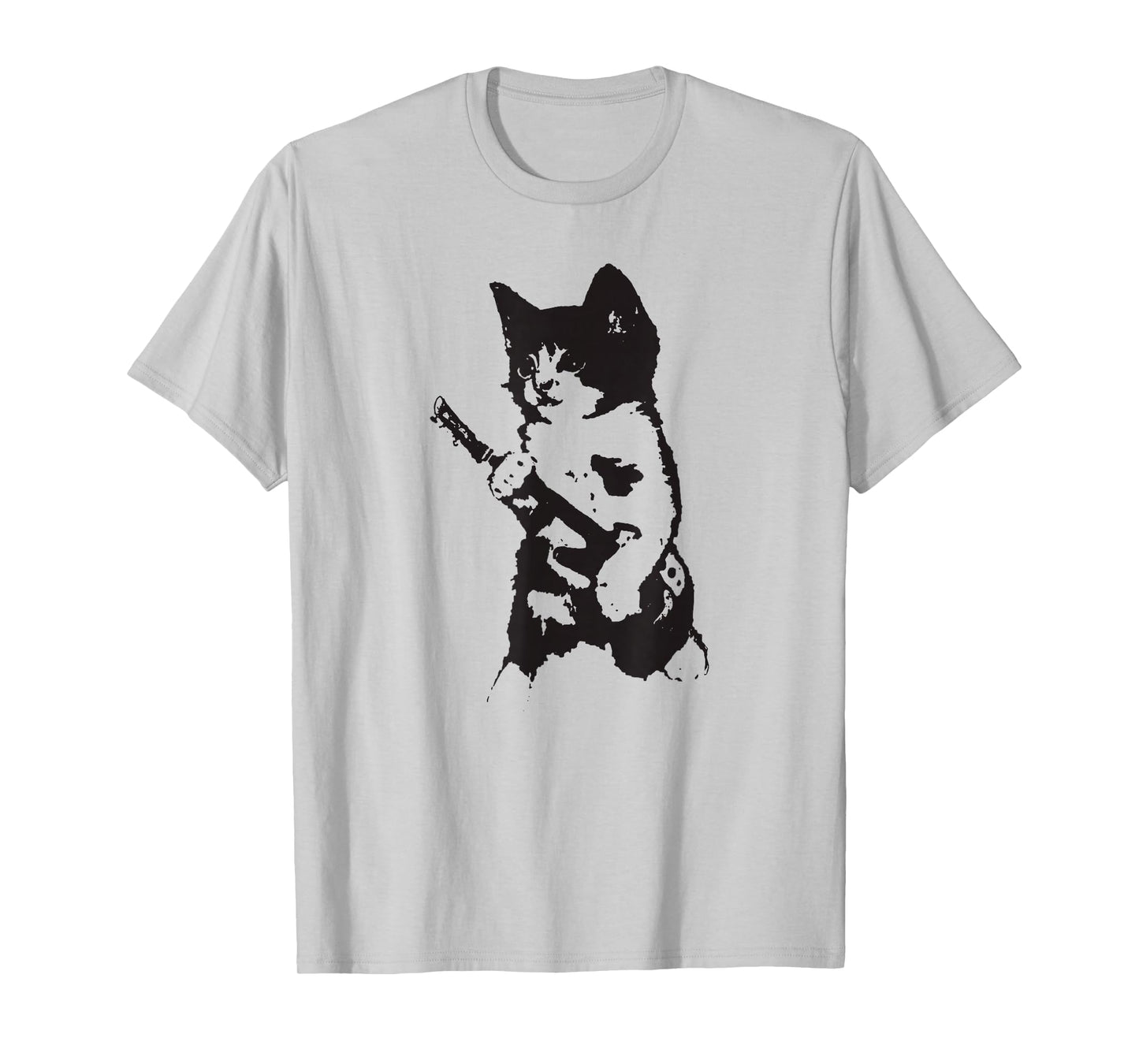 Punk Rockstar Kitten Kitty Cat Guitar Playing Graphic T-Shirt