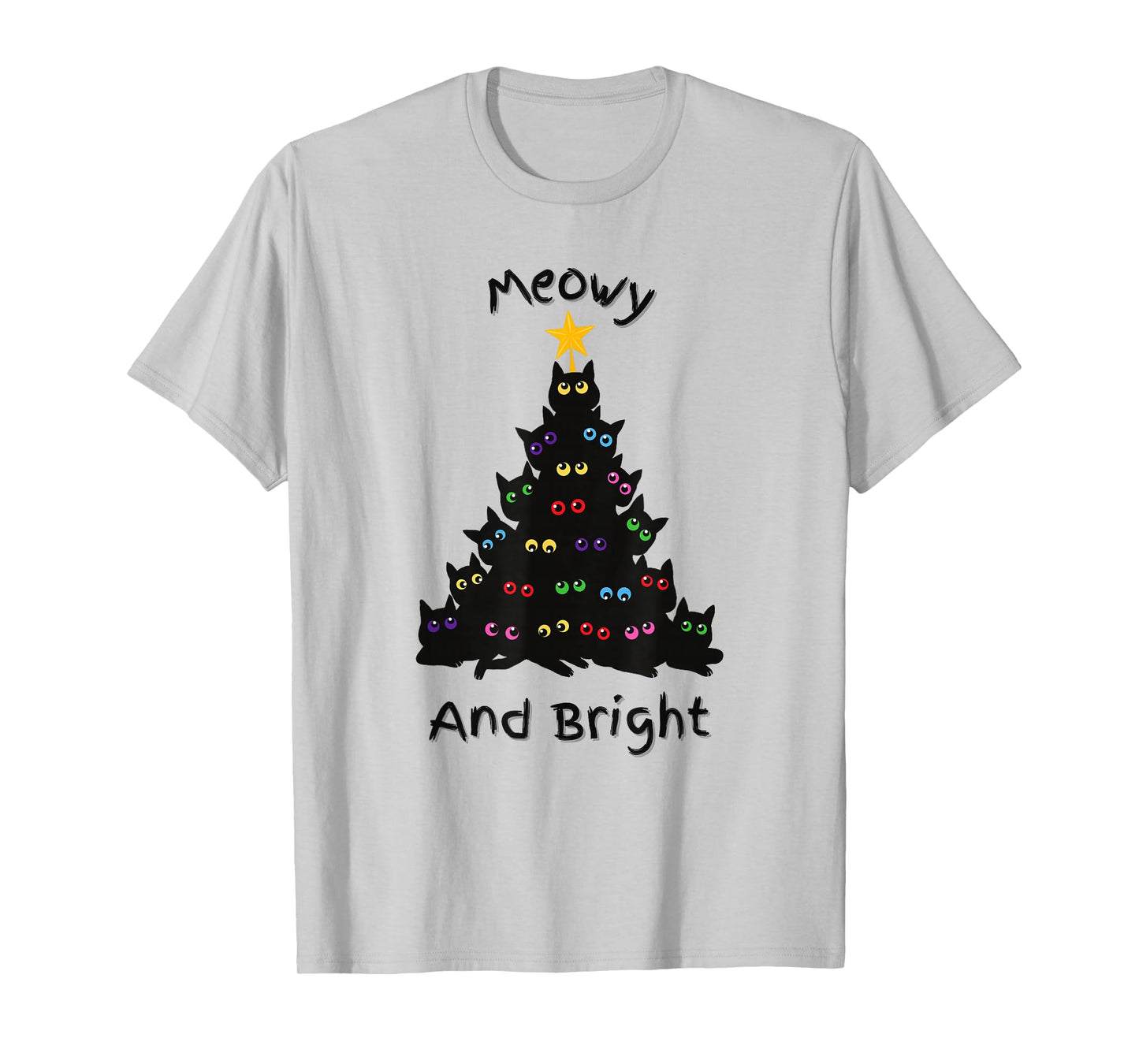 Merry Christmas Tree Funny Cats Holiday | Meowy And Bright T-Shirt