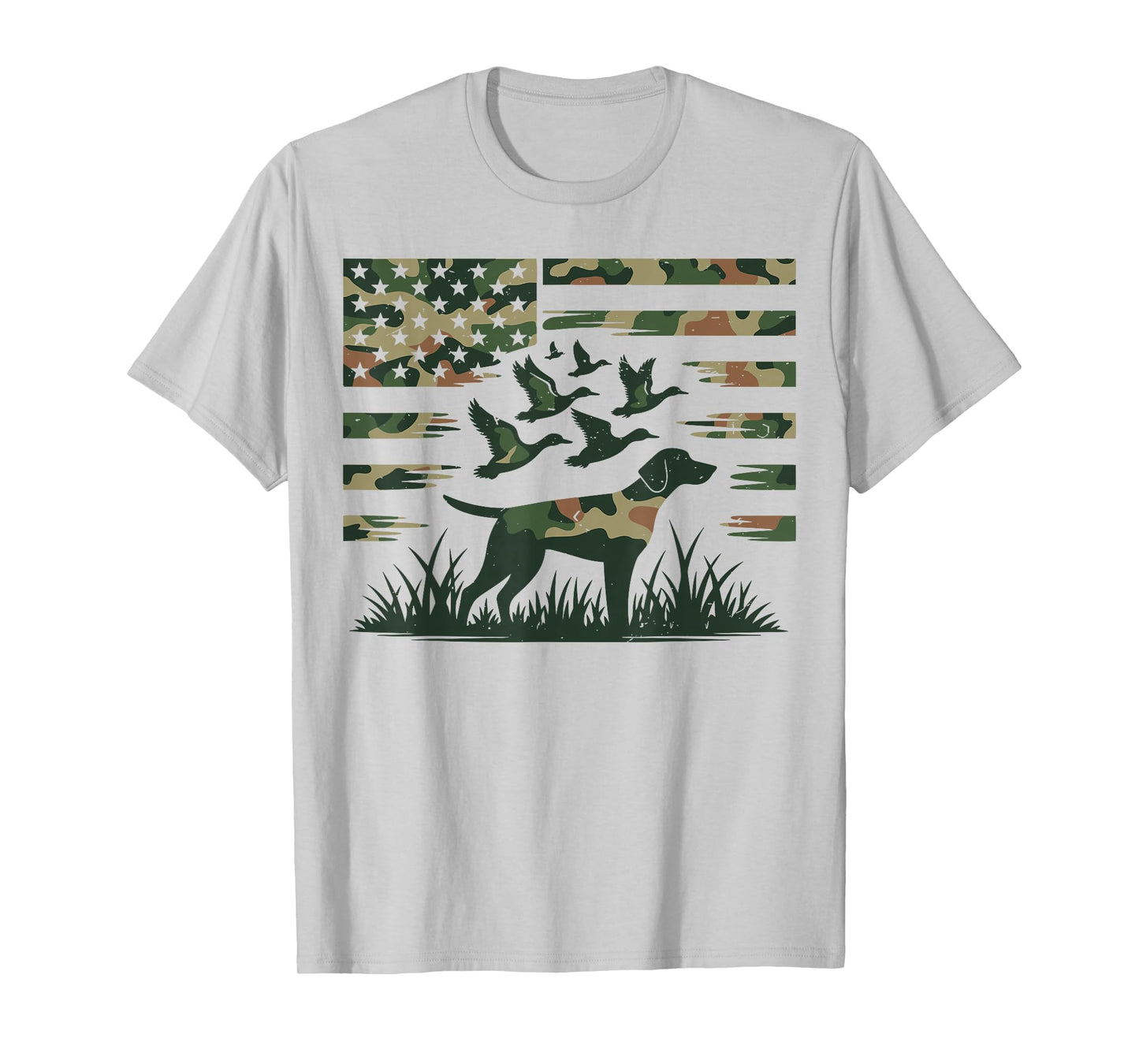 Youth Camo Mallard Duck Hunting Dog Camouflage American Flag T-Shirt